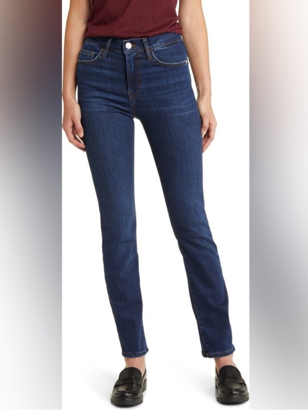 FRAME Le High Straight Long Jeans in Majesty Wash Size 27 Inseam 30” - Picture 2 of 13